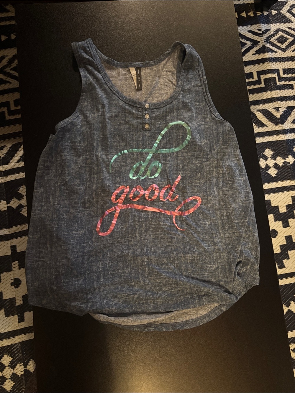 Do Good Script Graphic Tank Top - Blue